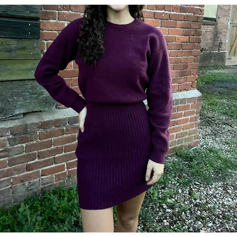 NEW DESIGN HISTORY kaden sweater dress in plum